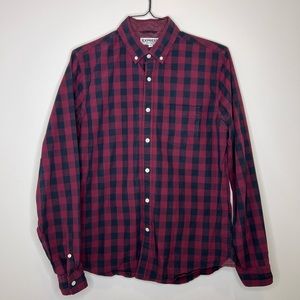 Express Plaid Stretch Corduroy Shirt - Medium
